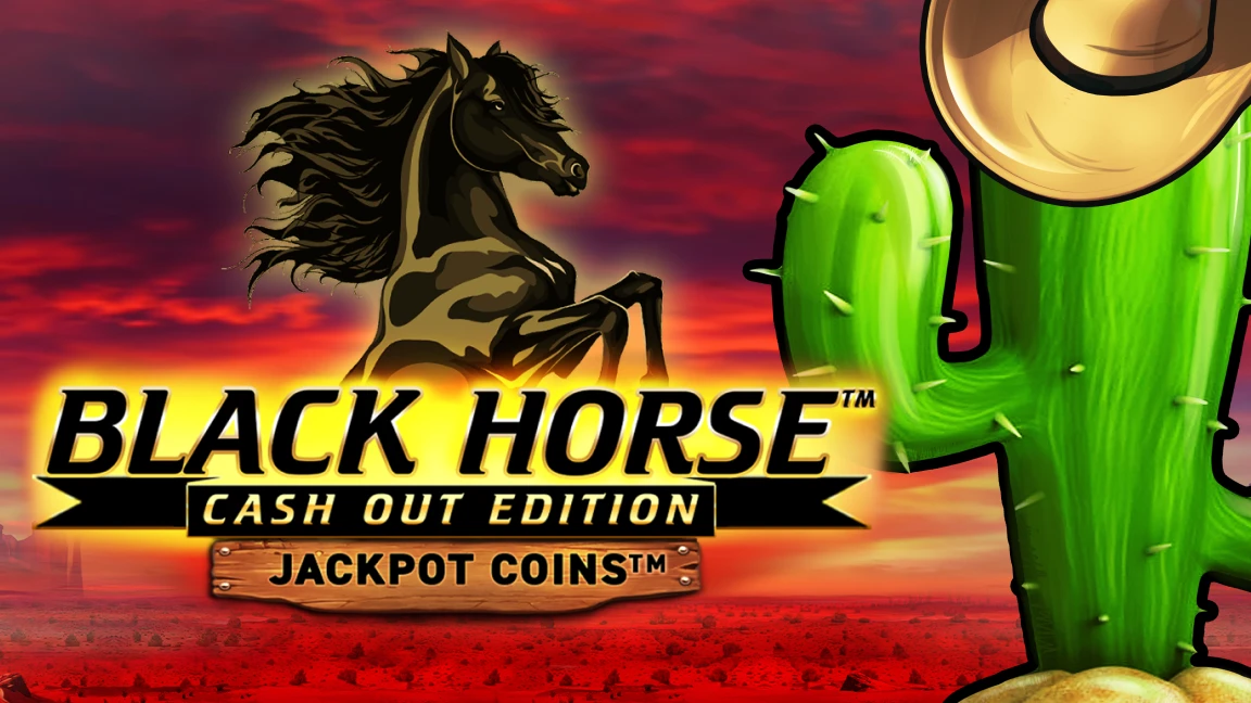 The promotional header for Black Horse Cash Out Edition, an online slot game on Betty.ca.