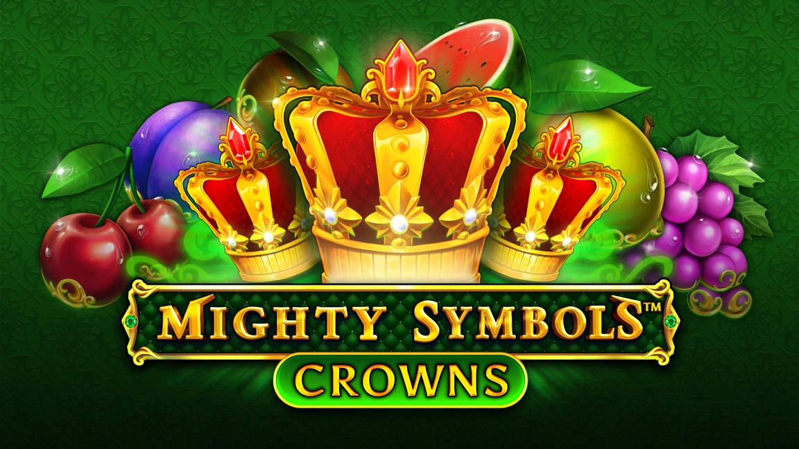The promotional header for Mighty Symbols™: Crowns, an online slot game on Betty.ca.