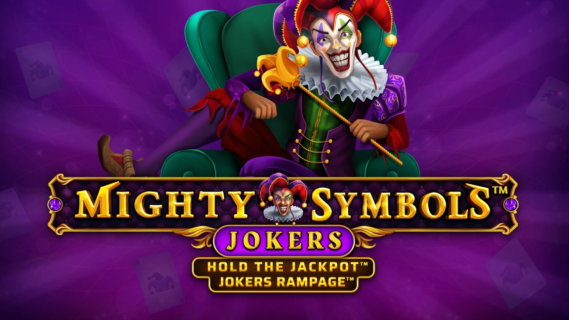 The promotional header for Mighty Symbols™: Jokers, an online slot game on Betty.ca.