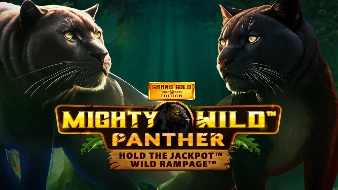 The promotional header for Mighty Wild Panther Grand Gold Edition, an online slot game on Betty.ca.