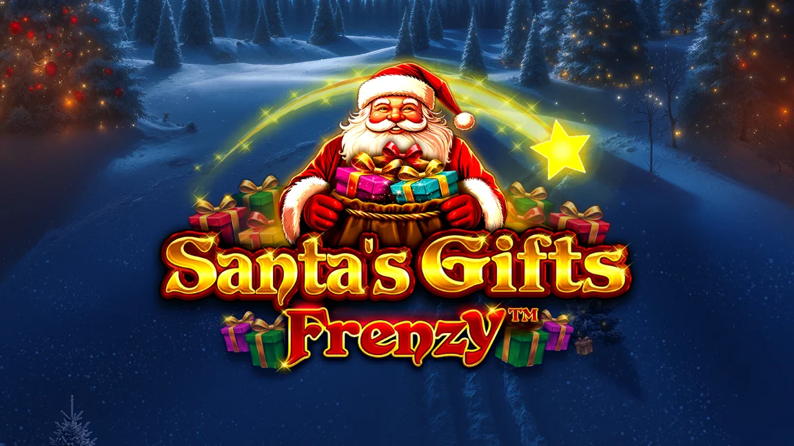 The promotional header for Santa's Gift Frenzy, an online slot game on Betty.ca.