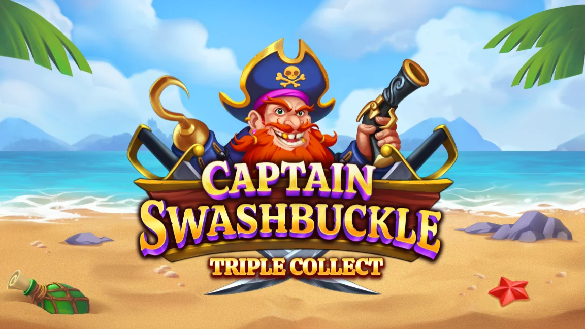 The promotional header for Captain Swashbuckle: Triple Collect, an online slot game on Betty.ca.