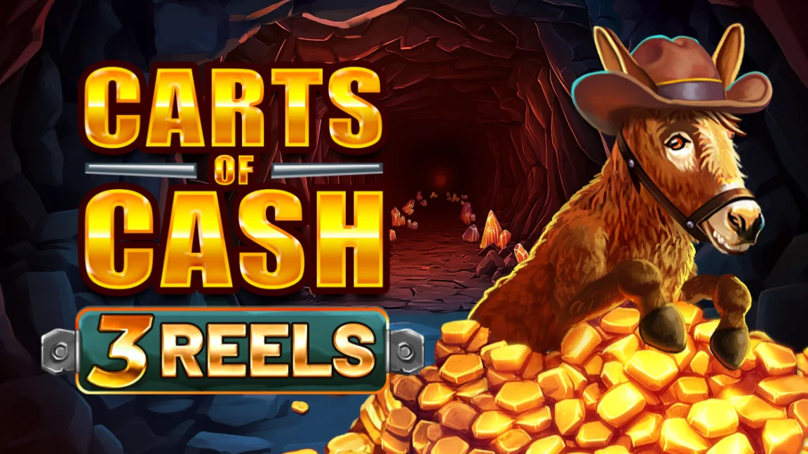 The promotional header for Carts of Cash 3 Reels, an online slot game on Betty.ca.