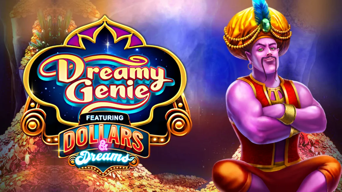 The promotional header for Dreamy Genie Dollars & Dreams, an online slot game on Betty.ca.