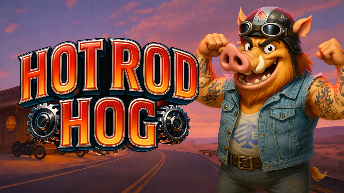 The promotional header for Hot Rod Hog, an online slot game on Betty.ca.