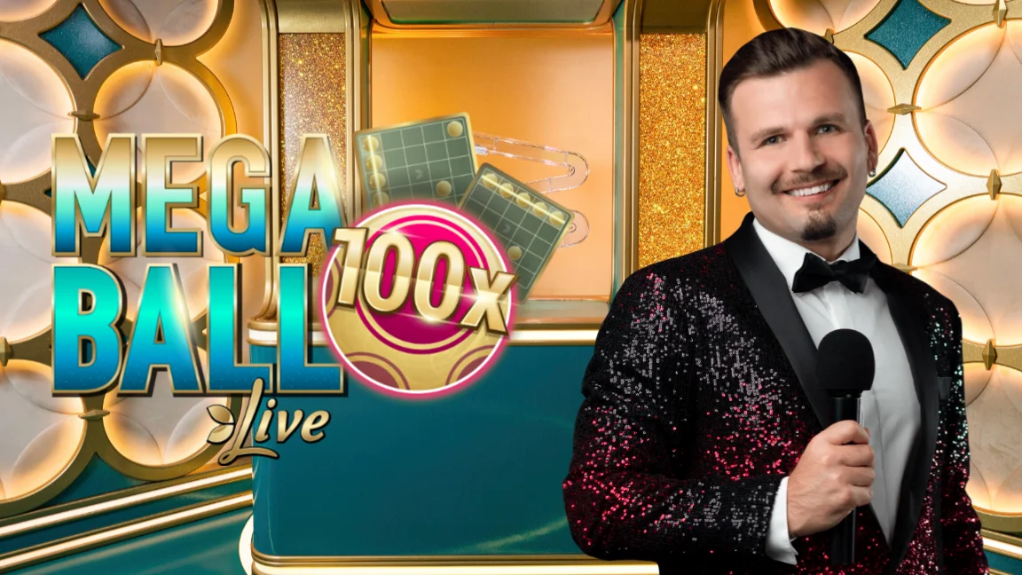 The promotional header for Mega Ball, an online slot game on Betty.ca.