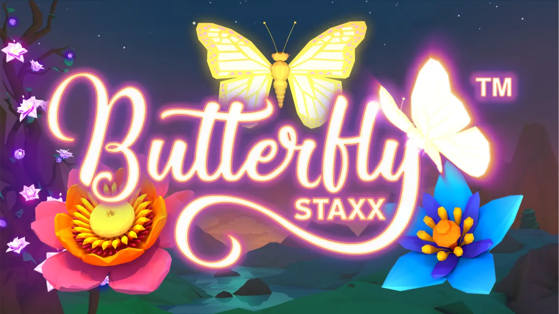 The promotional header for Butterfly Staxx™, an online slot game on Betty.ca.