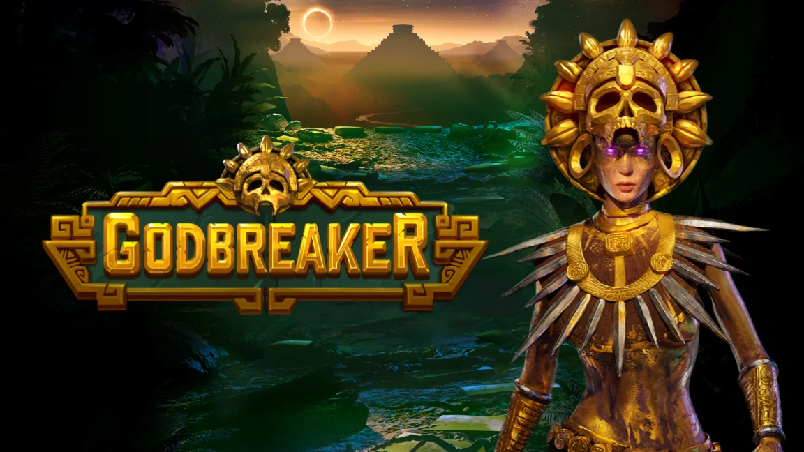 The promotional header for Godbreaker, an online slot game on Betty.ca.
