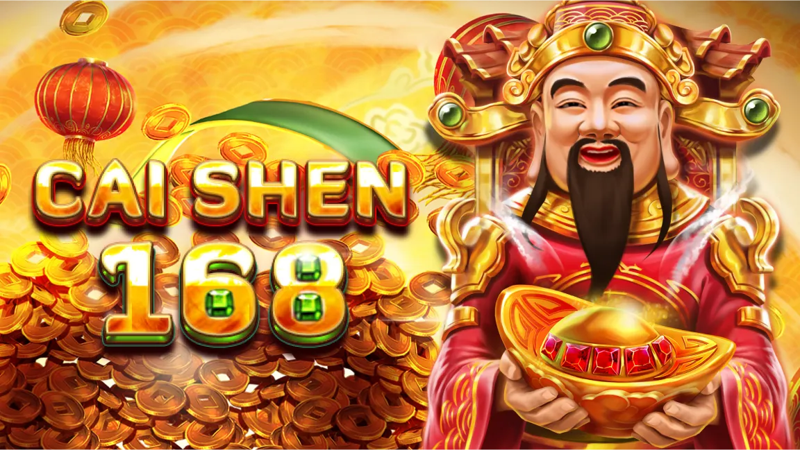 The promotional header for Cai Shen 168, an online slot game on Betty.ca.