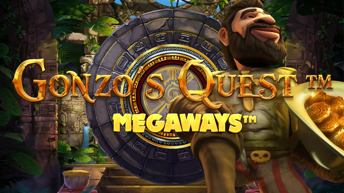 The promotional header for Gonzo’s Quest Mega Ways, an online slot game on Betty.ca.