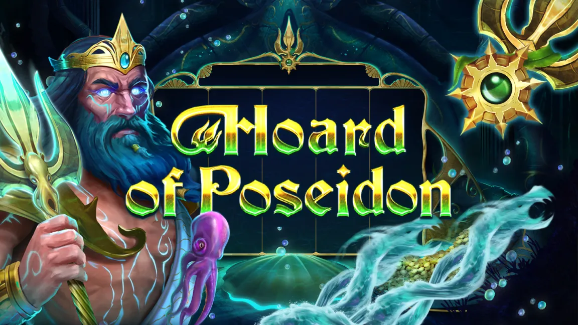 The promotional header for Hoard of Poseidon, an online slot game on Betty.ca.