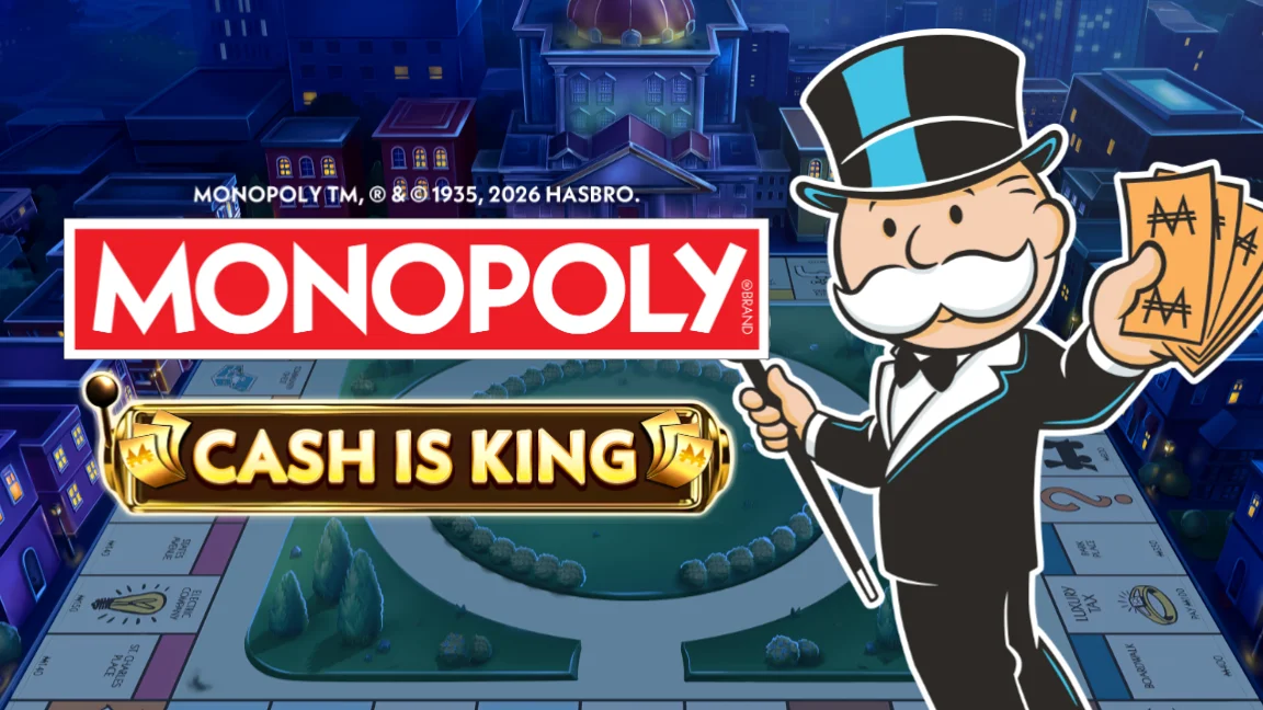 The promotional header for Monopoly Cash is King, an online slot game on Betty.ca.