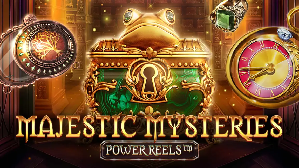 The promotional header for Majestic Mysteries Power Reels™, an online slot game on Betty.ca.