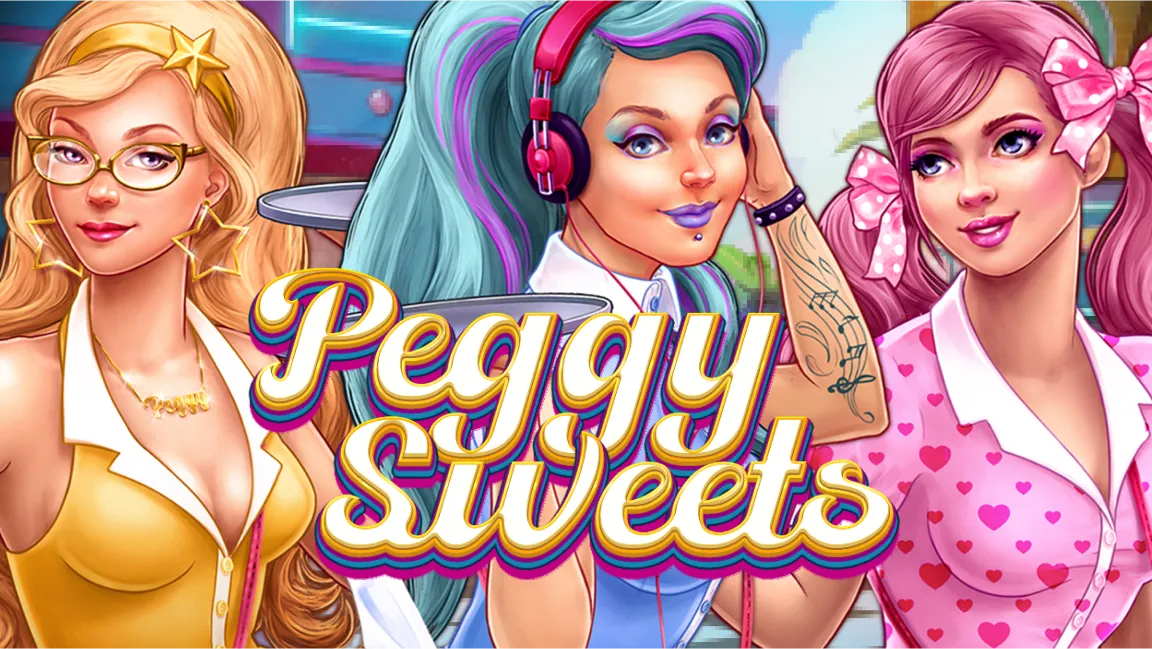 The promotional header for Peggy Sweets, an online slot game on Betty.ca.
