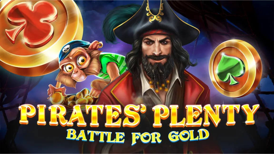 The promotional header for Pirates’ Plenty: Battle for Gold, an online slot game on Betty.ca.