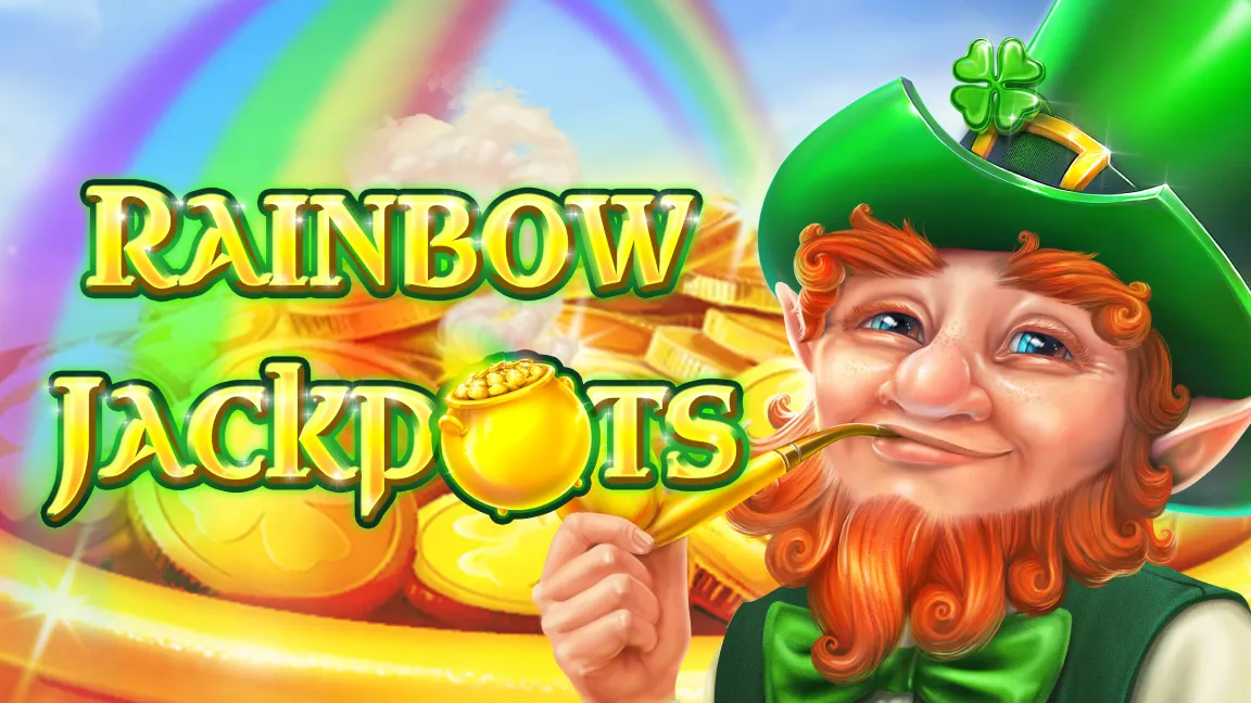 The promotional header for Rainbow Jackpots, an online slot game on Betty.ca.