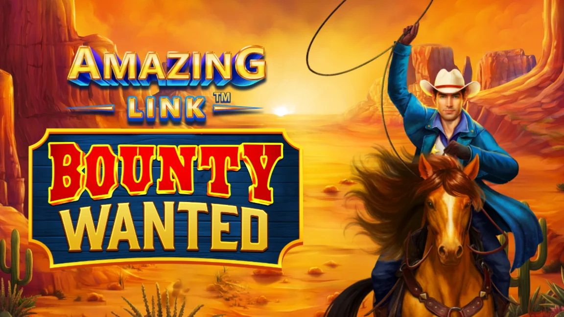 The promotional header for Amazing Link™ Bounty Wanted, an online slot game on Betty.ca.