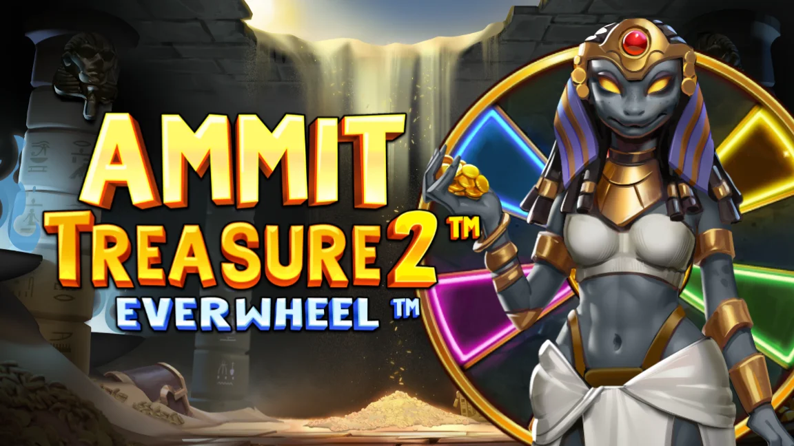 The promotional header for Ammit Treasure 2 EverWheel, an online slot game on Betty.ca.