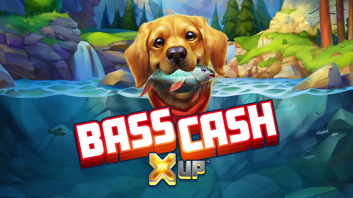 The promotional header for Bass Cash X UP™, an online slot game on Betty.ca.