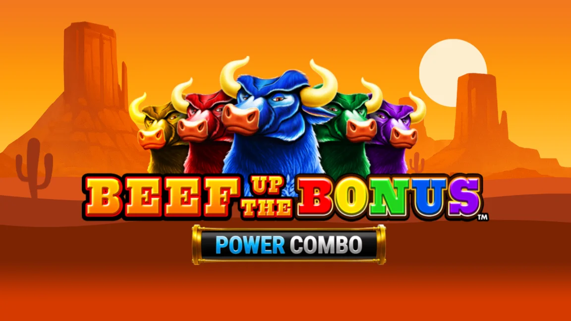 The promotional header for Beef Up the Bonus Power Combo™, an online slot game on Betty.ca.