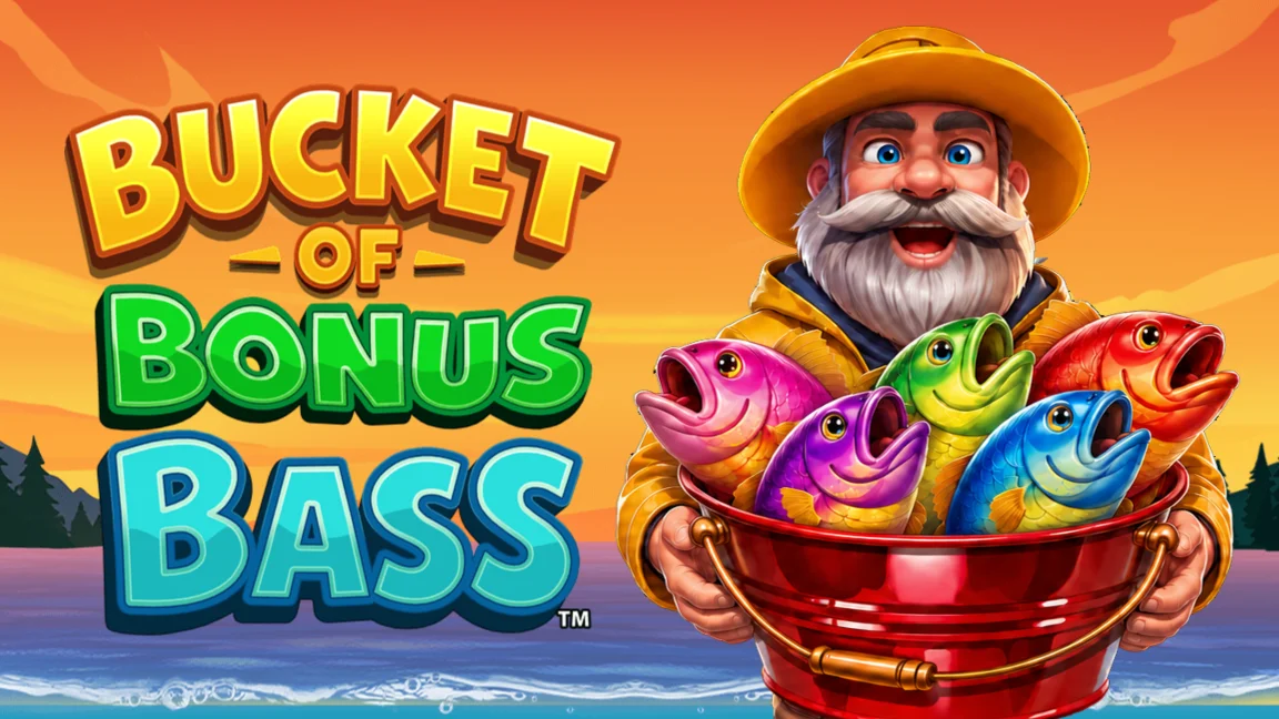 The promotional header for Bucket of Bonus Bass™, an online slot game on Betty.ca.