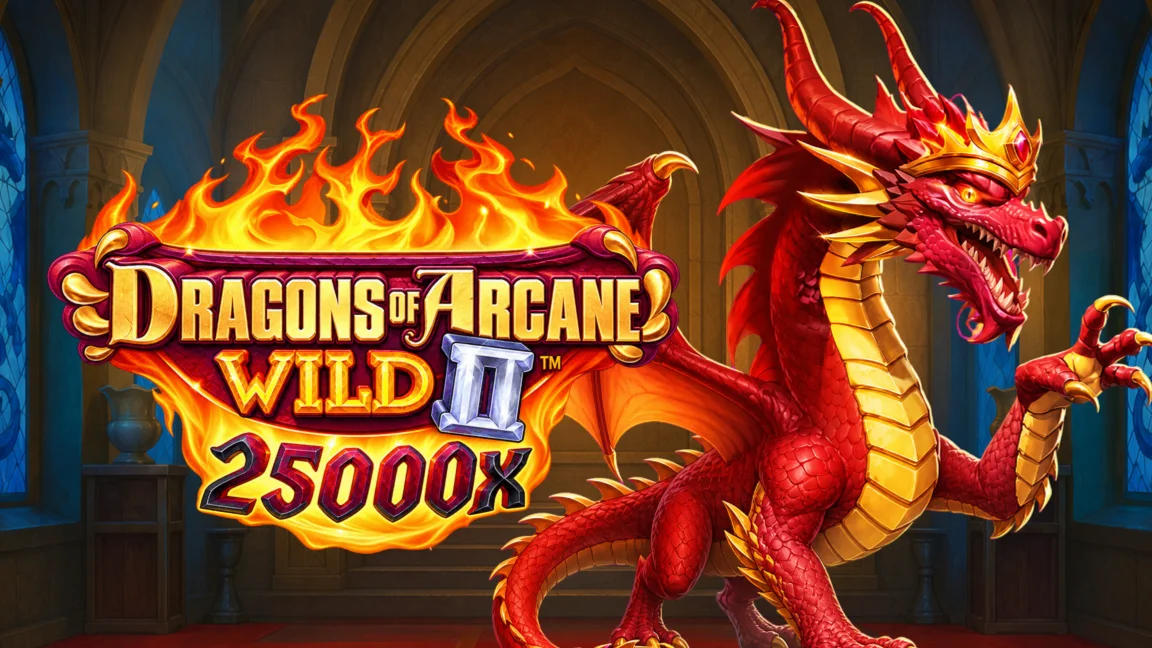The promotional header for Dragons of Arcane Wild II™, an online slot game on Betty.ca.