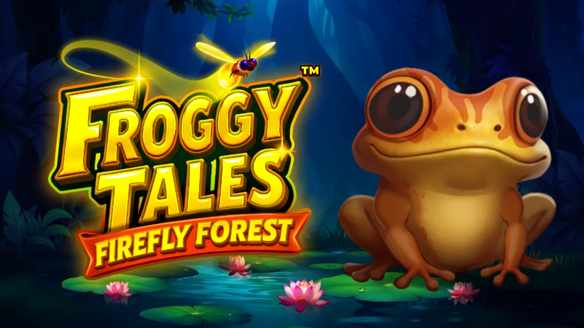 The promotional header for Froggy Tales: Firefly Forest™, an online slot game on Betty.ca.