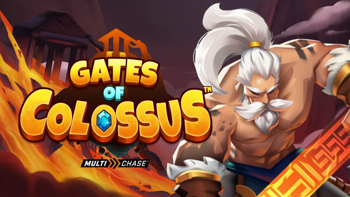 The promotional header for Gates of Colossus™ MultiChase™, an online slot game on Betty.ca.