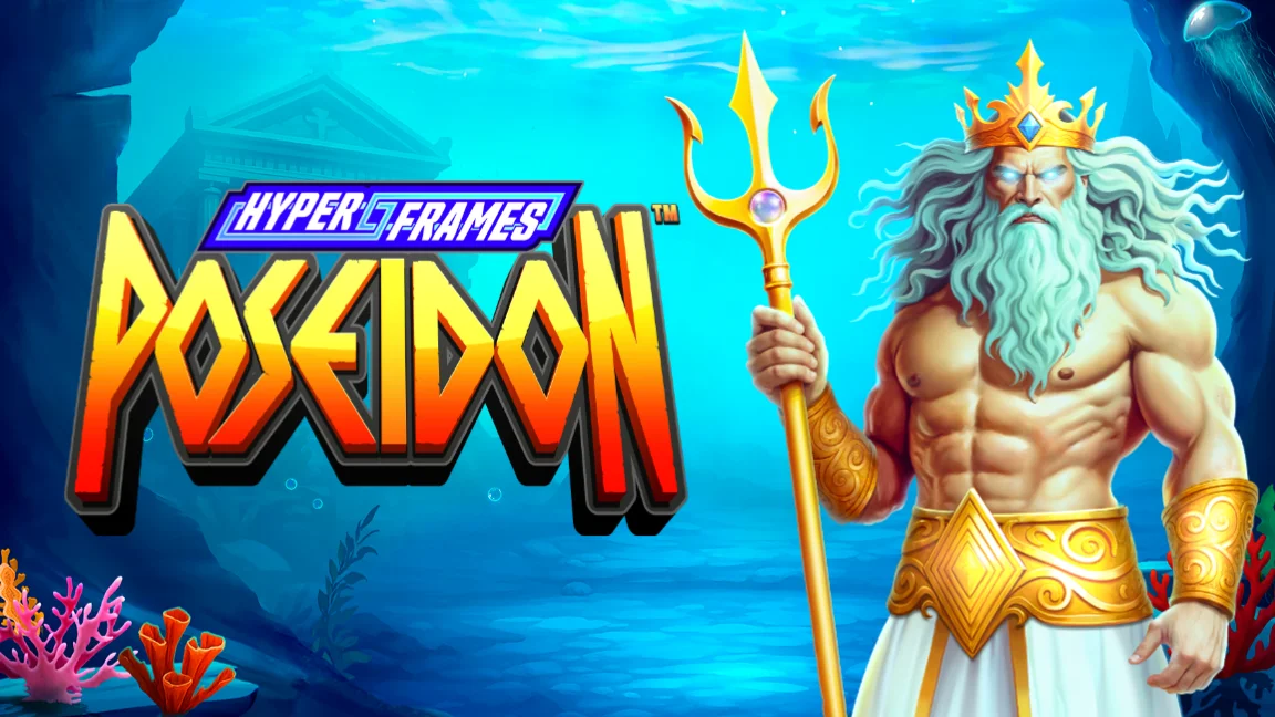 The promotional header for Hyper Frames Poseidon™, an online slot game on Betty.ca.