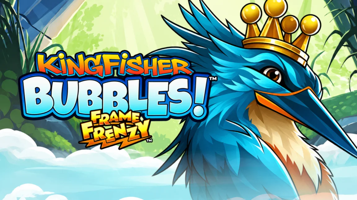 The promotional header for Kingfisher Bubbles™ Frame Frenzy™, an online slot game on Betty.ca.