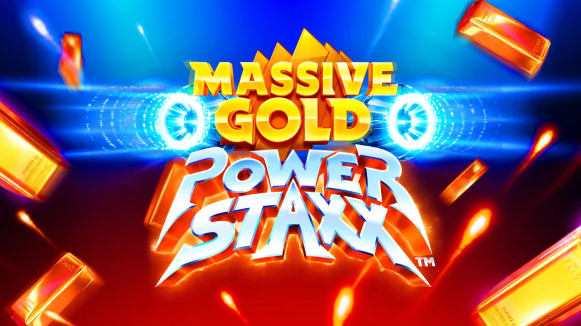 The promotional header for Massive Gold Power Staxx™, an online slot game on Betty.ca.