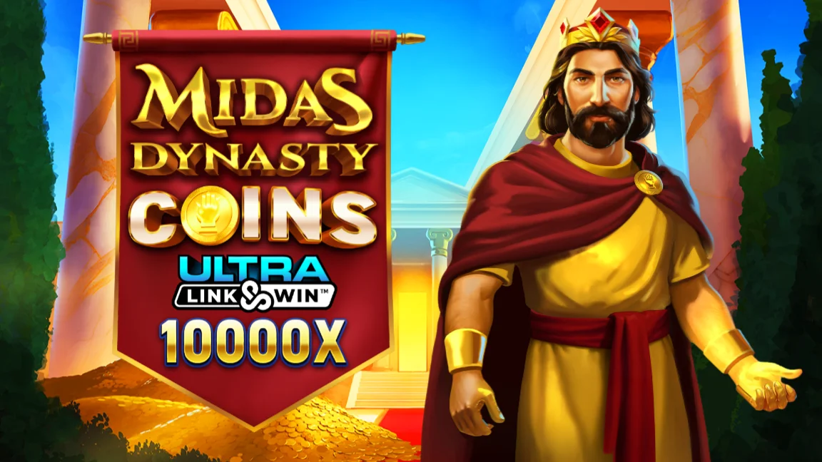 The promotional header for Midas Dynasty Coins Ultra Link&Win™, an online slot game on Betty.ca.