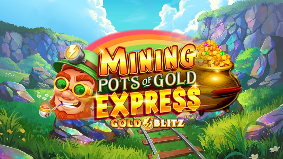 The promotional header for Mining Pots of Gold Express Gold Blitz™, an online slot game on Betty.ca.