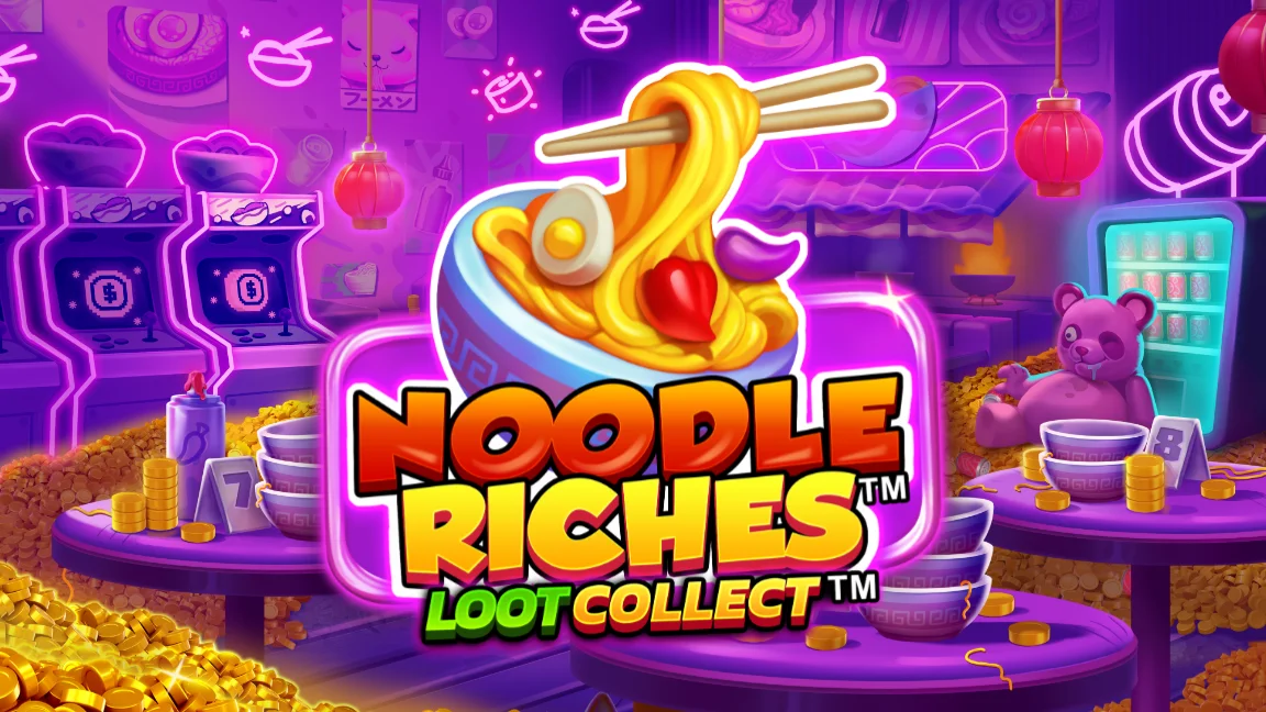 The promotional header for Noodle Riches™ Loot Collect™, an online slot game on Betty.ca.