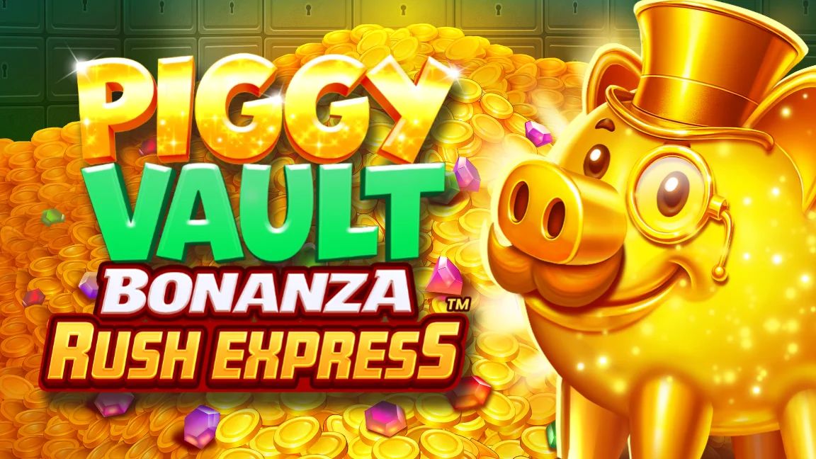 The promotional header for Piggy Vault Bonanza Rush Express™, an online slot game on Betty.ca.