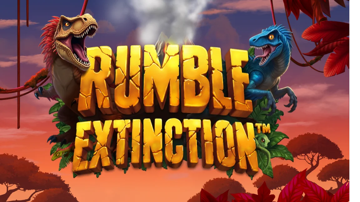 The promotional header for Rumble Extinction™, an online slot game on Betty.ca.