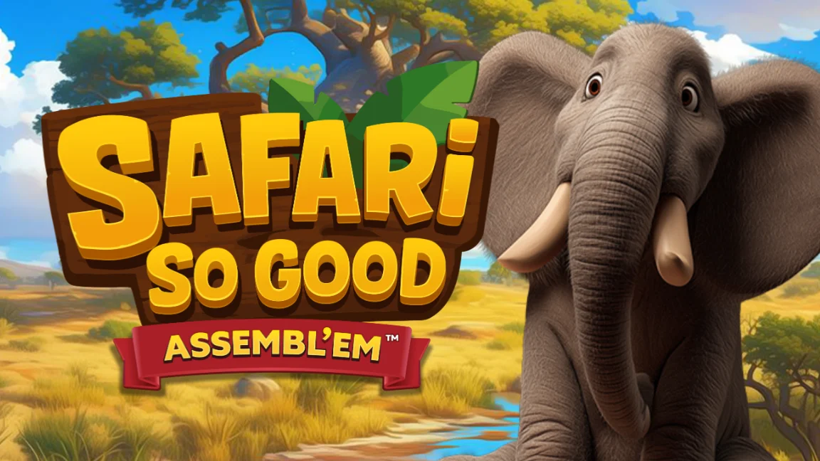 The promotional header for Safari So Good Assembl'em™, an online slot game on Betty.ca.