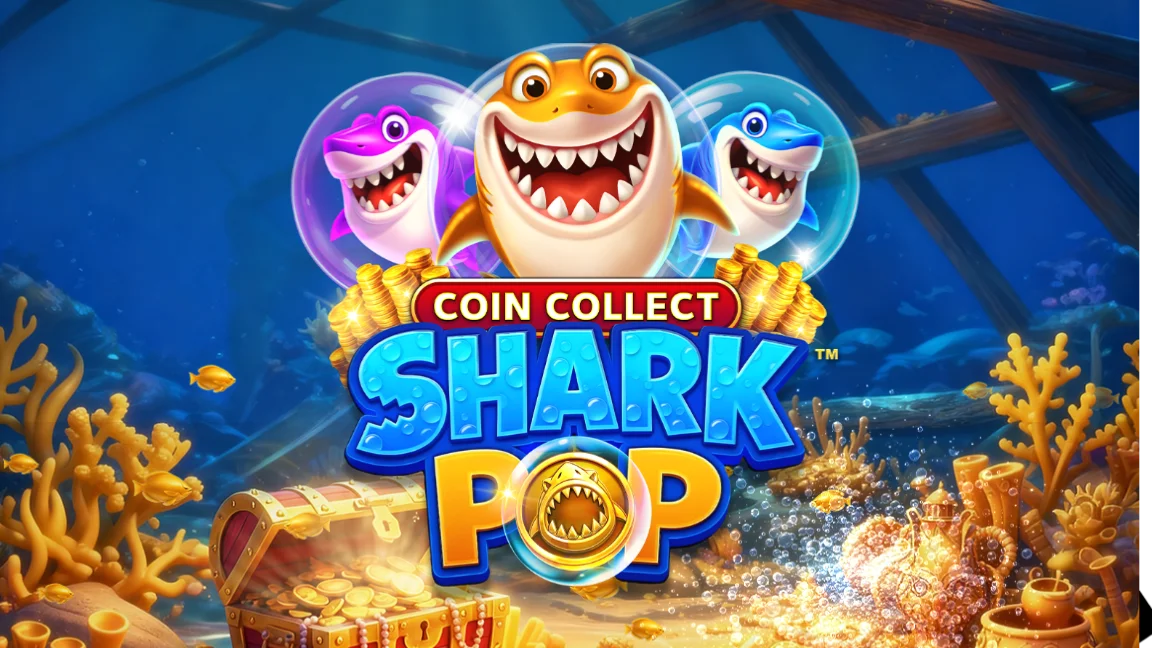 The promotional header for Shark Pop: Coin Collect™, an online slot game on Betty.ca.