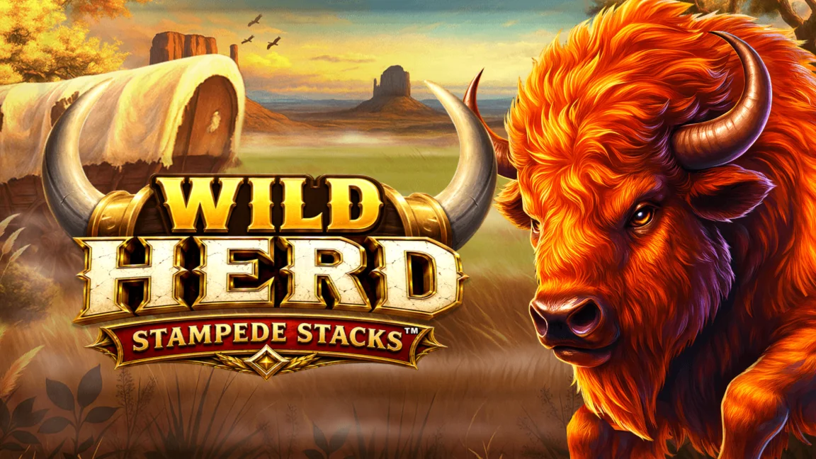 The promotional header for Wild Herd Stampede Stacks™, an online slot game on Betty.ca.