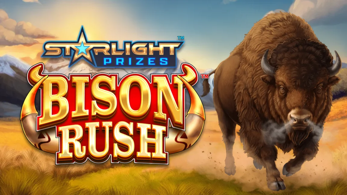 The promotional header for Starlight Jackpots™ - Bison Rush™, an online slot game on Betty.ca.