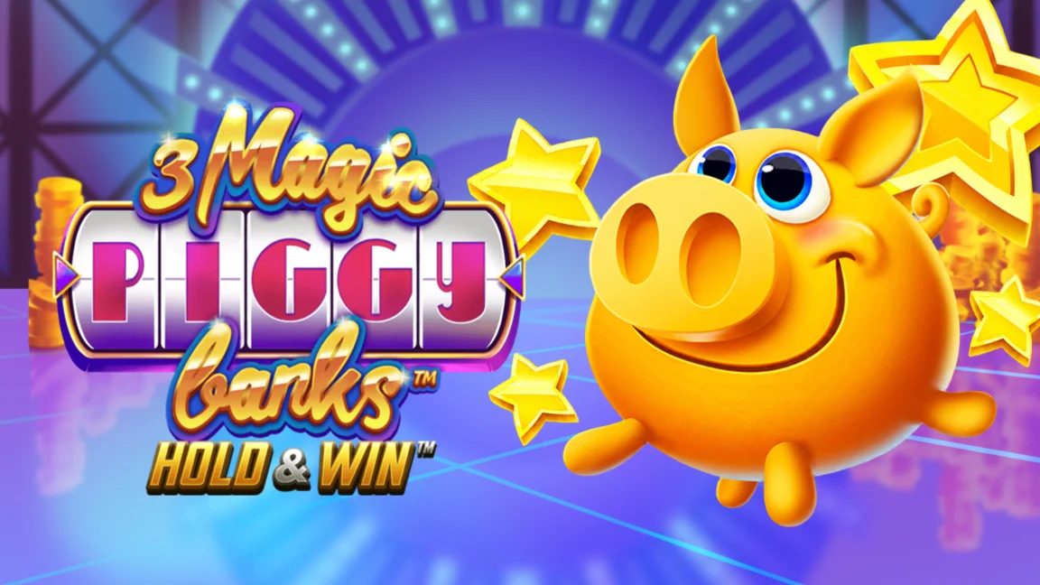 The promotional header for 3 Magic Piggy Banks™ Hold & Win, an online slot game on Betty.ca.