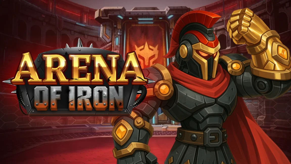 The promotional header for Arena of Iron, an online slot game on Betty.ca.