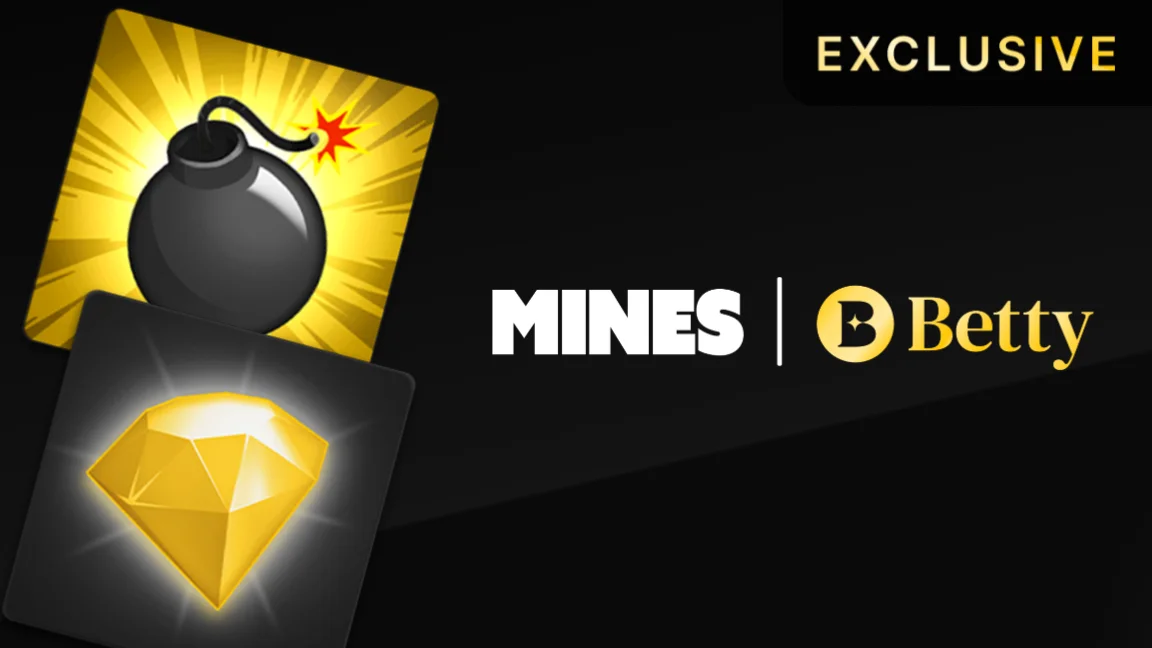 The promotional header for Betty Mines, an online slot game on Betty.ca.