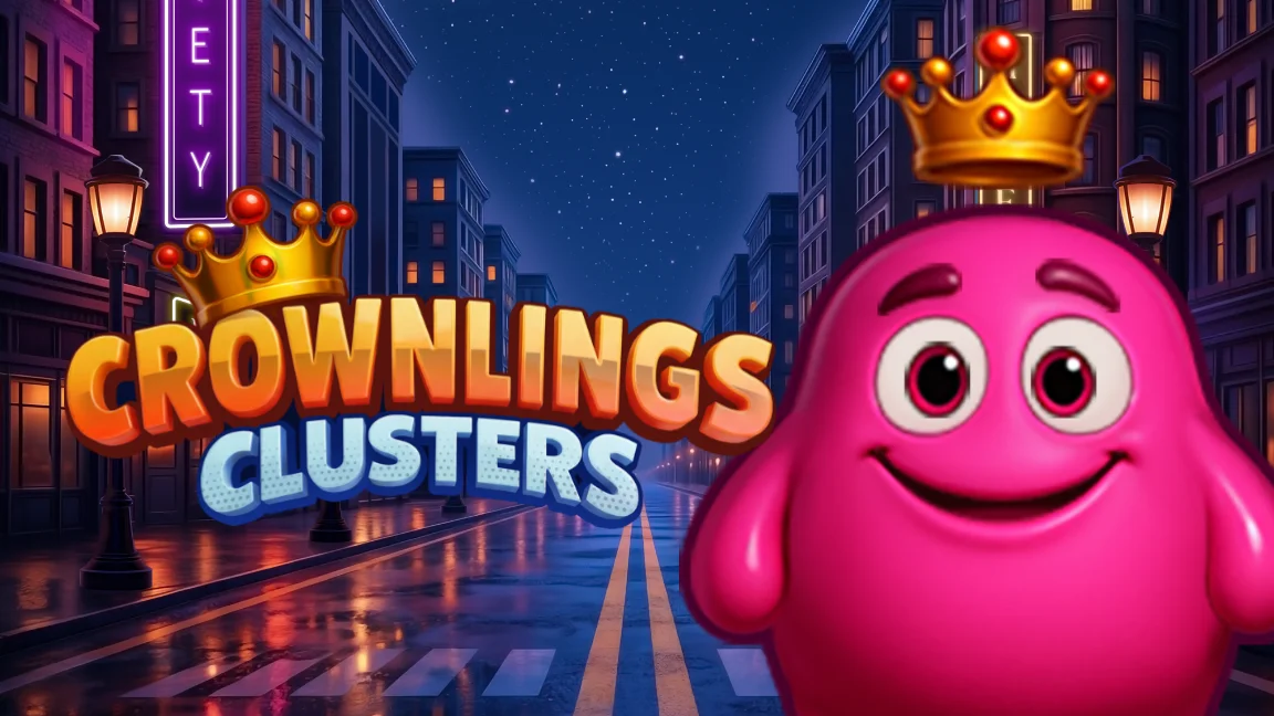 The promotional header for Crownlings Clusters, an online slot game on Betty.ca.