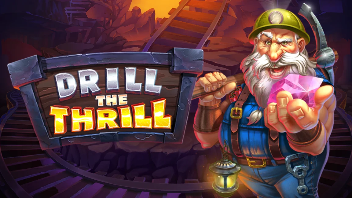 The promotional header for Drill The Thrill, an online slot game on Betty.ca.