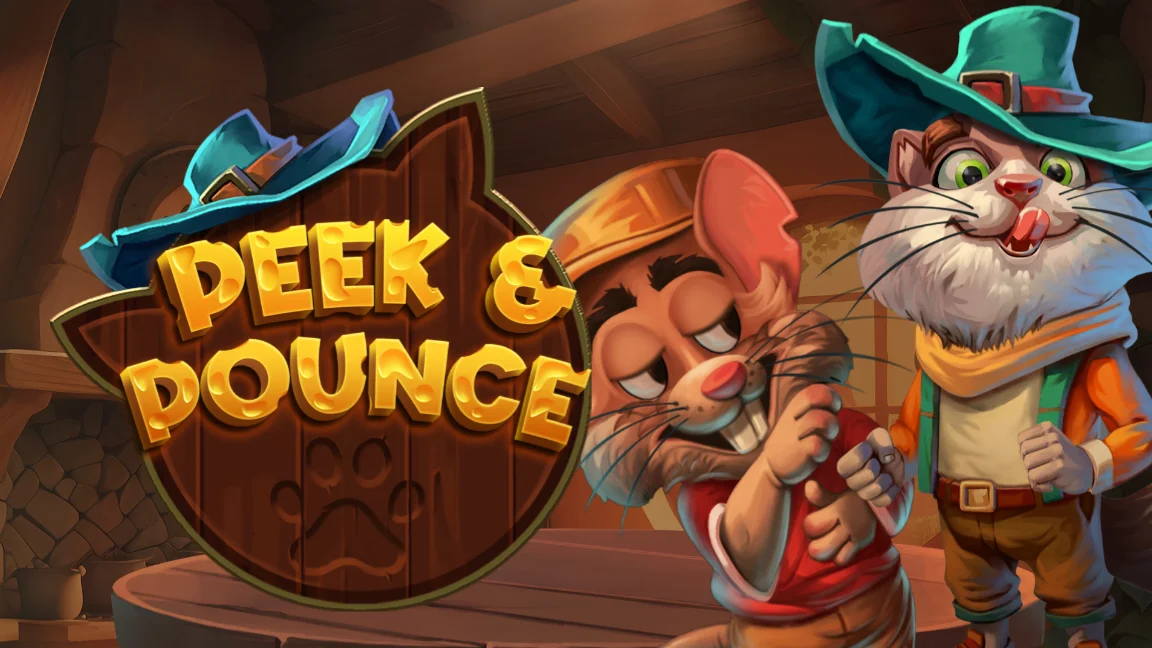 The promotional header for Peek & Pounce, an online slot game on Betty.ca.
