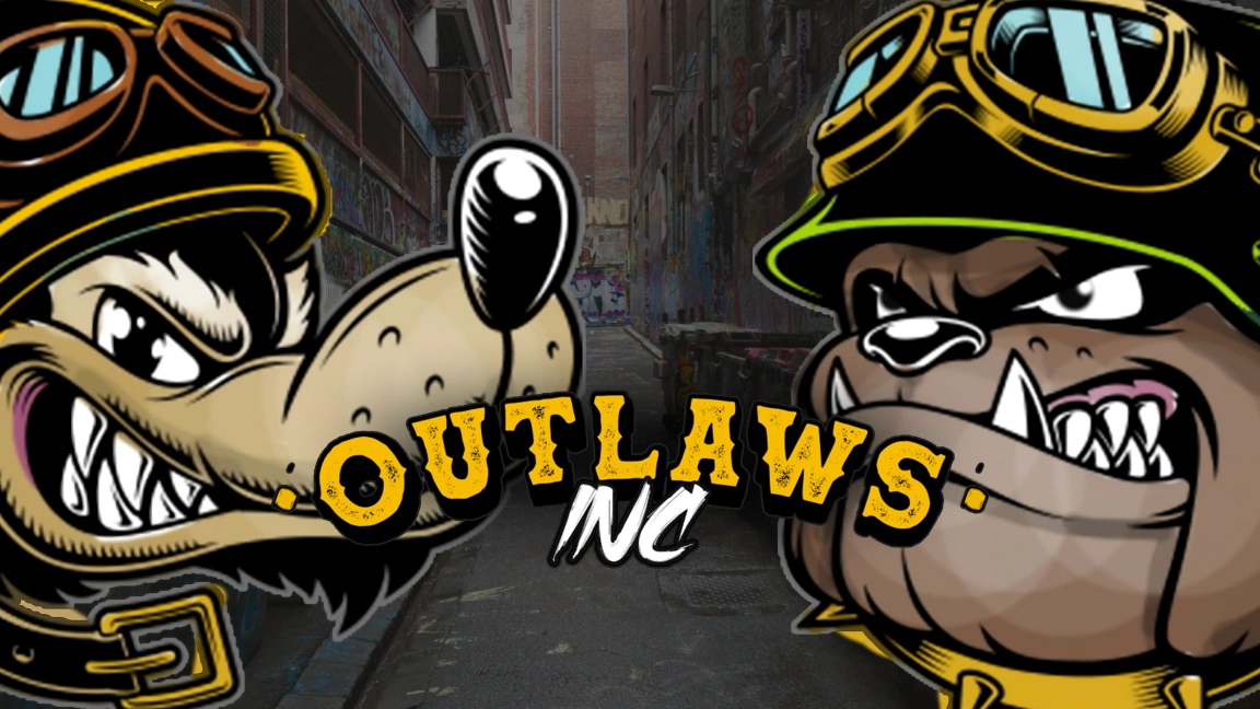 The promotional header for Outlaws Inc., an online slot game on Betty.ca.