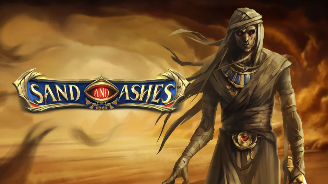 The promotional header for Sand and Ashes™, an online slot game on Betty.ca.