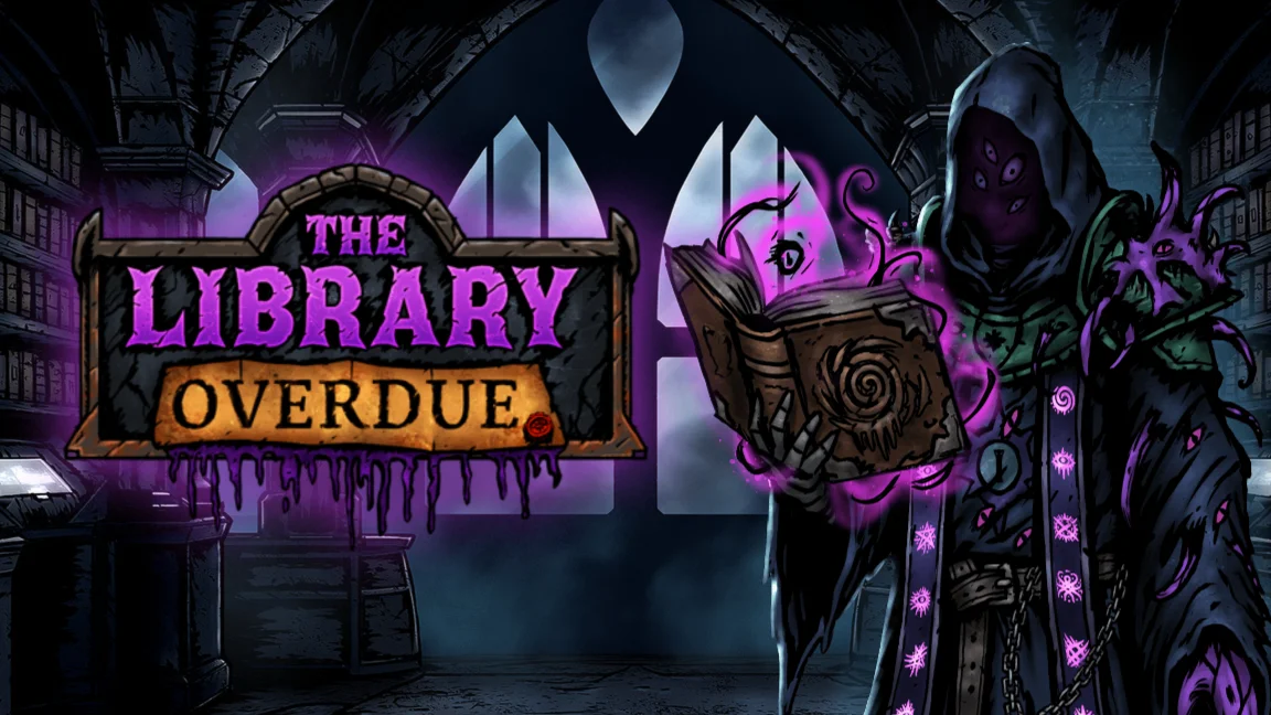 The promotional header for The Library Overdue, an online slot game on Betty.ca.