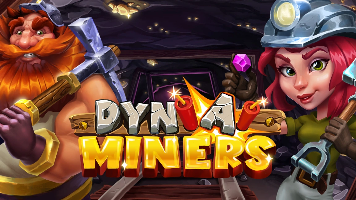 The promotional header for Dyn-a-Miners, an online slot game on Betty.ca.